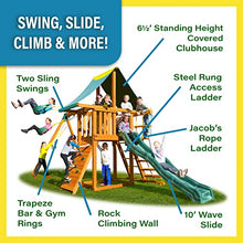 Best in Backyards Solid Cedar Wood Swing Set Jungle Gym Green & Yellow Components