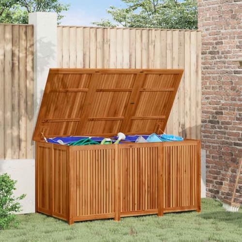 UUGRANDTO Garden Storage Box Brown Solid Acacia Wood Large Outdoor Furniture Storage Boxes