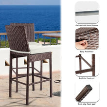Outdoor Bar Set for Patio 6pcs Outdoor Bar Tables and Chairs Set All Weather Bar Height High Top Outdoor Tables and Chairs Wicker Bar Stools Set of 4 Tall Patio Table for Outside Balcony Brown (Beige)