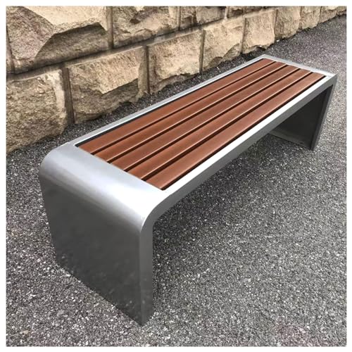 ARMERI Garden Bench for Outdoors, Metal Bench Weatherproof Outdoor Benches, Garden Benche for Garden Patio Porch Park Backyard, Backless Patio Benches,Silver,100x40x45cm