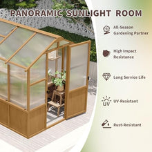GDFStudio 6x8 FT Wooden Greenhouse for Outdoors, Walk-in Green House Kit with 6mm Polycarbonate Panels, Lockable Door, Adjustable Roof Vents, Outdoor Greenhouses for Garden Backyard Patio Lawn, Wood