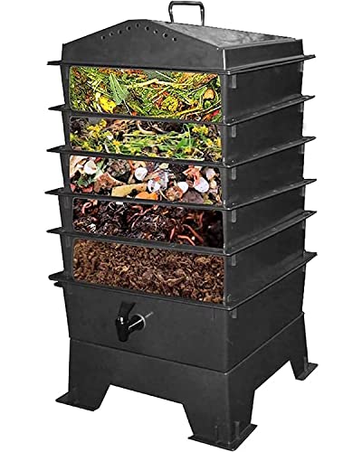 Dntum Garden Composting Waste Box Recycling Storage, 100L 5 Floors Compost Bins, Tumbling Composter Dual Rotating Batch Compost Bin, for Kitchen Garden Yard