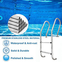 Pool Ladder, 2-Step Stainless Steel Inground Swimming Pool Stairs w/Non-Slip Footstep, 440 lbs Capacity