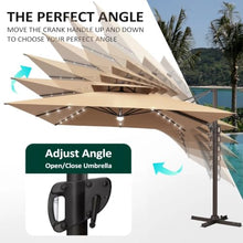 OROTLECT 128'' Square Outdoor Cantilever Solar Led Lights Patio Umbrella with Easy-Move Base | One-Person Mobility