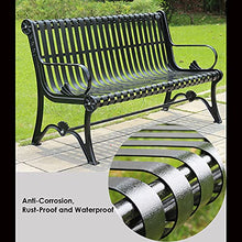 Patio Garden Bench, Heavy-Duty Metal Park Bench, Powder Coated Cast Iron Steel Frame, Outdoor 3-Seater with Backrest for Garden Backyard Lawn Porch Path (Size : 1200mm)