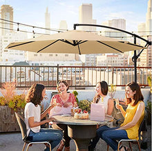 RWGOVLU 10Ft Cantilever Parasol with Crank & Tilt, Outdoor Offset Parasol, Hanging Umbrella, Sun Shade Umbrella Waterproof, UV Protection, Base not Include