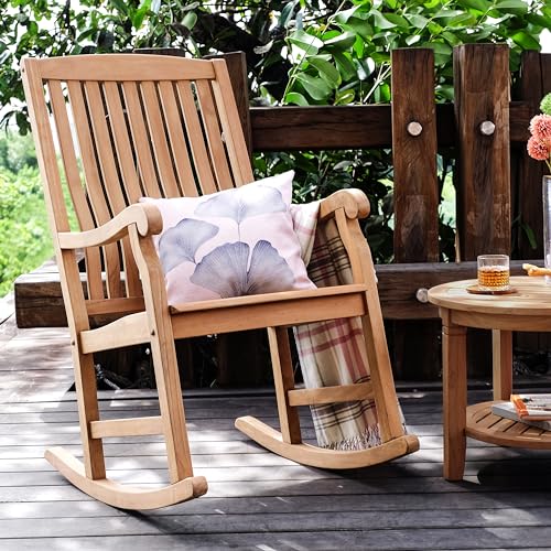 Cambridge Casual Vermont Teak Wood 3 Piece Patio Rocking Conversation Set Chat Set