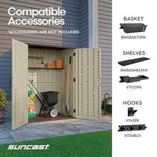 Suncast Outdoor Storage Shed, Water Resistant Resin Vertical Outdoor Storage Cabinet for Patio, Garden Tools, Cushions, & Equipment, Weatherproof Multi-Wall Design, 54 cu. ft., Made in USA