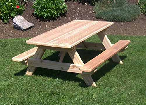 A & L Furniture Kid's Table with Umbrella Hole Linden Ivory Leaf Stain