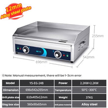 XQZMZSCP 24" Commercial Griddle Electric Grill Without Plug Countertop Griddle Flat Top Grill Hot Plate Non-Stick Stainless Steel Teppanyaki Grill