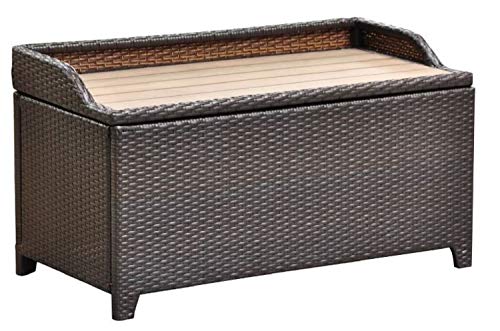 International Caravan Barcelona Resin Wicker/Aluminum Storage Bench with Edge Lip