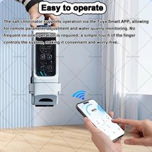 Oiyekntd Smart Saltwater System with Digital Panel App Remote Control & Titanium Plate Self-Cleaning WiFi Salt Chlorine Generator for Swimming Pools 140M³/28g/h