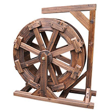 Wooden Water Wheel Fountain for Garden Patio Pond Pool, Vintage Outdoor Indoor Balcony Ornamental Waterfall Fountain, Feng Shui Wheels Fountain Yard Decorative Outdoors, with Water Pump and Stand