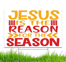 Yard Sign Jesus is The Reason for The Season Winter Holiday Decoration Lawn Sign 18" x 12" with 15-inch Stake