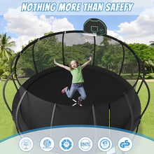 Livavege 15FT Trampoline with Safety Enclosure and Basketball Hoop Black-ArcPole