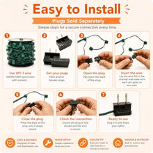 1000 ft C9 Christmas Light Socket Spool, Green 18 AWG SPT-1 Wire, 15" Socket Spacing, E17 Intermediate Base, Cut-to-Length Outdoor String Light Wire, UL Listed, Commercial Grade