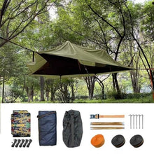 Outdoor Camping Hammock Tent, Large Triangle Hammocks for 1-3 Persons-Portable Camping Mosquito Net for Outside, Hiking Travel(Military Green)