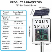 Solar Powered Radar Speed Limit Sign with Accessories, 60x90cm(23.6x35.4in) LED Radar Feedback Sign, Freeway Adjustable Speed Monitor, Aluminum Material