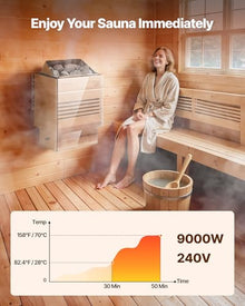 VEVOR Sauna Heater, 9KW 240V Electric Sauna Stove, Dry Steam Bath Saunas Stove with Pre-Drilled Bracket, Fit 317.8 to 459 CU.FT Saunas Rooms, Steam Bath Stoves for Home, Commercial, Leisure Venues