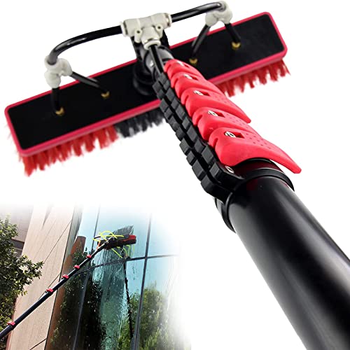 SHENUZ Water Fed Pole Kit, with 4-Hole Water Fed Brush Head,Window Cleaning Brush Equipment, for Window Glass, Solar Panel,39FT/12M
