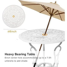 DUYHBAWRS Bistro Table and Chairs Set of 2 Outdoor 3 Piece Outdoor Patio Set Rose Pattern Cast Aluminum Patio Bistro Set