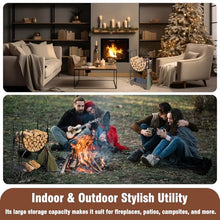 QUNZIDRESS Heavy-Duty Firewood Log Holder, Indoor Outdoor Fireplace Wood Storage Rack with 4-Piece Fire Tool Set