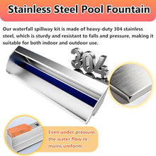 Wall Mount Waterfall Outlet Stainless Steel, Pool Fountain Spillway Outdoor, Customizable Waterfall Blade for Swimming Pool/Front Yard with Fittings