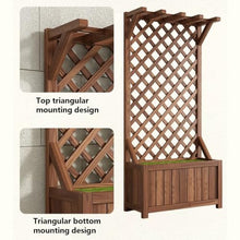Wood Trellis Planter Box with Deep Base, Vertical Growing Vine Support Lattice Planter, Triangular Bracing Heavy Duty Sturdy Build, Exterior Home Garden Yard(39.4x15.7x59.1in,Open Top)