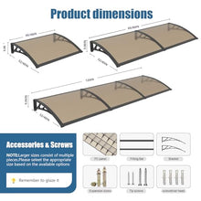 60x120in Window Door Awning One-Piece Seamless Overhang UV/Rainproof Canopy