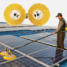 MOXOW Electric Solar Solar Panel Cleaning Tool, Double Head Automatic Solar Panel Cleaning Brush And Rod Kit, Window Cleaner Special Roof Water Brush and other cleaning activities,7.5M