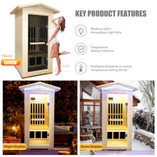 OUTEXER Outdoor Wooden Infrared Sauna 1300W Low-EMF Finland Spruce Wood