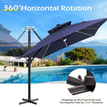 OROTLECT 153'' X 116'' Rectangular Outdoor Solar Led Cantilever Patio Umbrella With Weighted Base