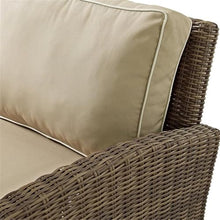 Afuera Living Modern Outdoor Wicker Loveseat, 56" W x 33" H x 32.5" D, Durable Steel Frame, Brown and Sand Finish, UV-Resistant Cushions, Weather-Resistant Patio Seating for Garden or Deck