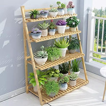 ZOCWJK Ladder Plant Stand 4Tier Wooden Planter Holder Flower Pot Display Shelf for Home Patio Lawn Garden Balcony Plant Stand Indoor,Log Color-100cm