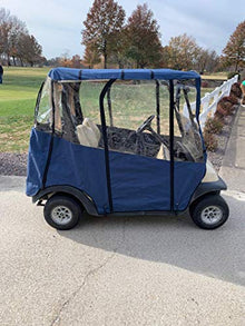 DOORWORKS GOLF CART ENCLOSURES Blue Universal Golf Cart Cover with Travel Bag - Portable & Drivable 4-Sided - Fits EZGO TXT RXV & Club Car DS Precedent Onward (Blue, 60” L X 44” W)