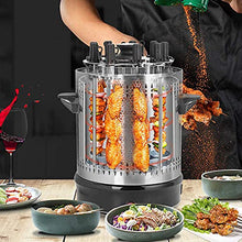 Dntum Electric BBQ Machine, Vertical Grill Stainless Steel Barbecue, 360° Automatic Rotating Rotisserie Grill Smoke Free Timer with 9 Steel Sticks