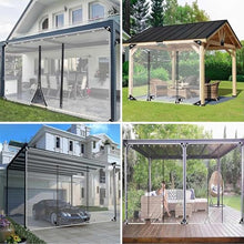 WQPMRMG Outdoor Waterproof Clear Tarp Curtains with Zip Door - Transparent PVC Side Panels for Gazebo & Pergola, 5x2.8m, Heavy-Duty Plastic Tarpaulin for Patio Protection
