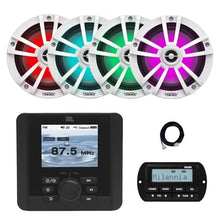 Enrock Marine JBL JAM5000N Marine Radio Receiver with Wired Remote & 4x 6.5" LED Speakers White LED