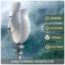 OLONETO 3000W Wind Turbine Generator Kit 12v 24v 48v Tulip Type Wind Generator Free Energy Windmill Vertical Axis Wind Turbine Generator Home Use Three Phase Generator(24V)