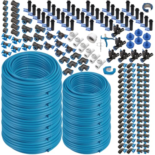 Blu-Lock 1" & 1/2" Push-Fit In-Ground Sprinkler Kit with Electric Valves, Rotor Heads, Fittings, and Tubing, Zones: 6