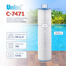 Unicel C-7471 105 Sq Ft Media Replacement Pool Filter Cartridge with 168 Pleats, Compatible with Pentair Pool Products, Pac Fab, & Waterway (4 Pack)