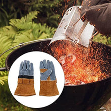 KMHJFXX Outdoor Camping Flame-Retardant Insulated Cowhide Barbecue Protective Gloves BBQ Tool Gloves Accessories(E)