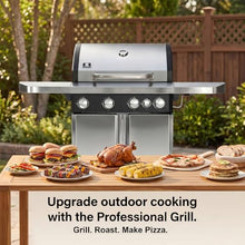 IRONYAK Propane Gas Grill Stainless Steel 4 Burner 50000 BTU & Side Burner