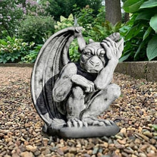 OLOMA Winged Sitting Gargoyle Concrete Statue Outdoor Mythical Creature Sculpture Gothic Beast Garden Ornament Medieval Lawn Patio Decor Weather Proof Accent Decor Fantasy Cement Figurine