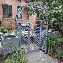 Pergola Arbor with Gate, Outdoor Wooden Arch, Climbing Plants, Roses, Vines, Garden Archway for Wedding Bridal Party Decoration Ceremony (Color : Haze Blue)