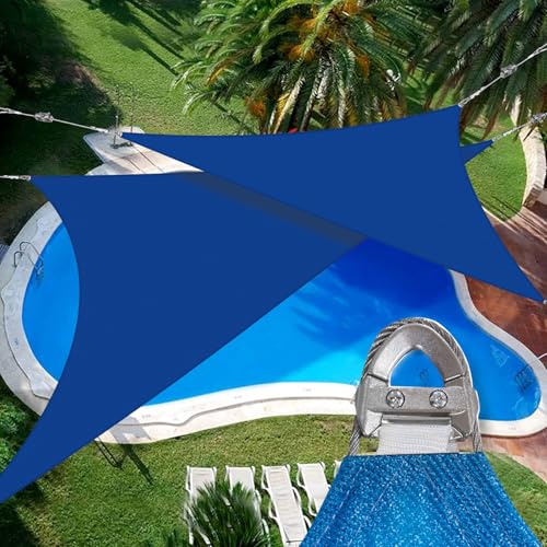 Coarbor 35'x35'x35' Sun Shade Sail A Ring Design Steel Cable Wire Reinforcement Canopy Super Heavy Duty Strengthen Shades for Outdoor Patio Deck Yard Garden-Blue