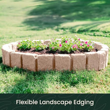 Beuta Landscape Edging | Garden Edging Border | Polyrock Block XL for Lawn Edging, Flower Beds & Yard Edging – 4 Pack | Each Section Has 6 Blocks 48" L x 4" W x 9.5" H | 12 Spikes | Sandstone