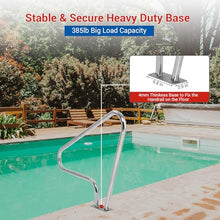 Pool Handrail 48"x 36", Rustproof Pool Handrail for Swimming Pool 370LBS Load Capacity, 304 Stainless Steel with Blue Grip Cover & Accessories