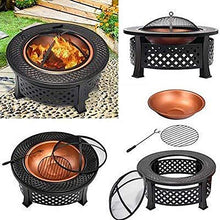Outdoor Patio Steel Grill Fire Pit Bowl w/Spark Sn Cover,Log Grate,Poker