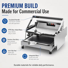 Stainless Steel Countertop Bun Grill Press, Commercial Double-layer Burger Bun Toaster, 0-3 Min Timer, 0-300°c Temp Control, With Nonstick Heating Plates, Adjustable 2-4 Cm Plate Gap